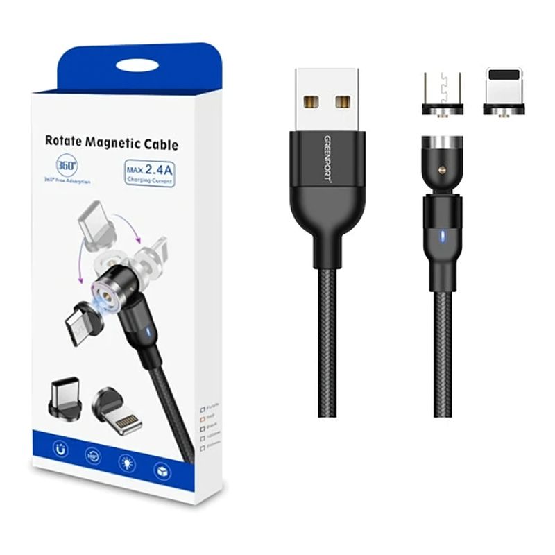 GENERICO - Cable Magnetico 2A Greenport Negro 2 metros