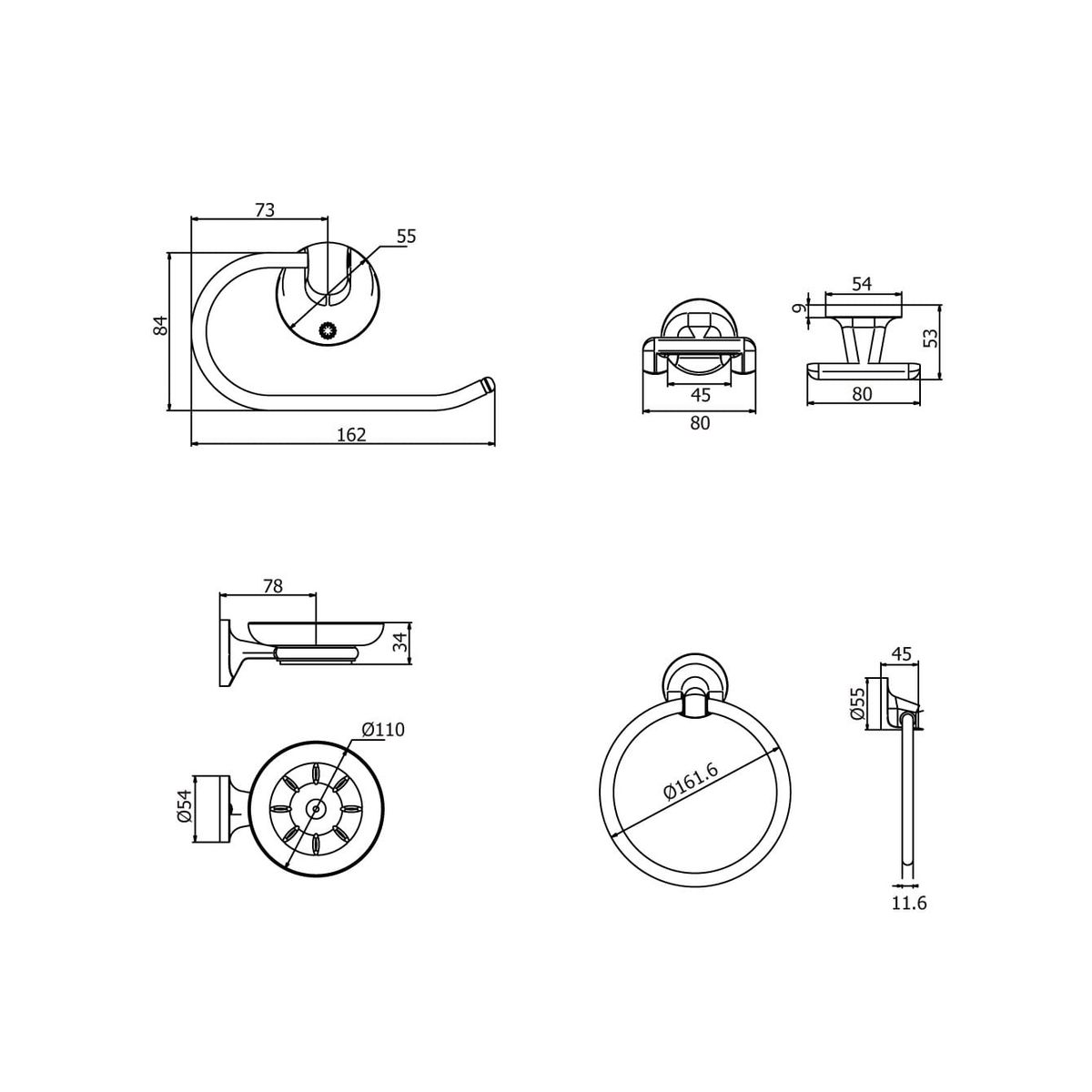 ITALGRIF - Kit accesorios cancún 4 piezas Italgrif