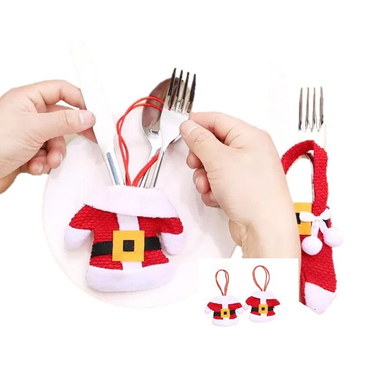 GENERICO - Porta Cubiertos Traje Papa Noel - Set 6 Und.