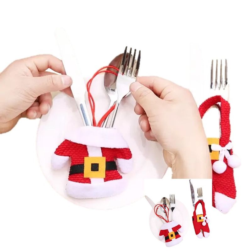 GENERICO - Porta Cubiertos Traje Papa Noel - Set 12 Und.