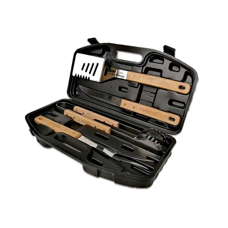 FACUSA - Set de Utensilios x 4 para Parrilla BBQ con Maleta