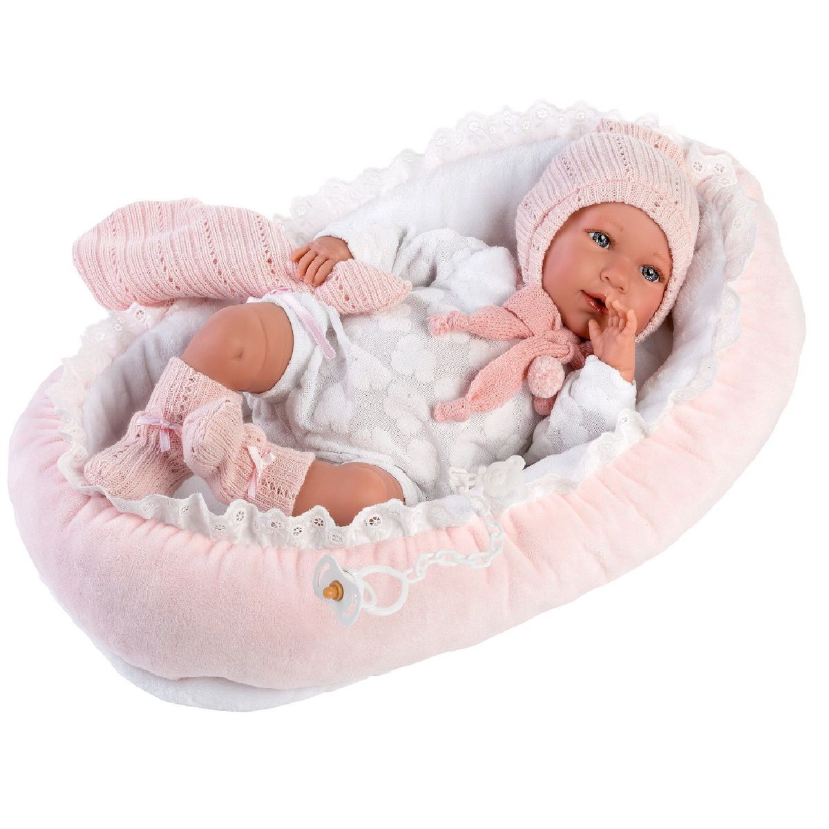 LLORENS - MuÃ±eca Llorens BebÃ© Mimi Llorona 42 cm con Cunita Rosa