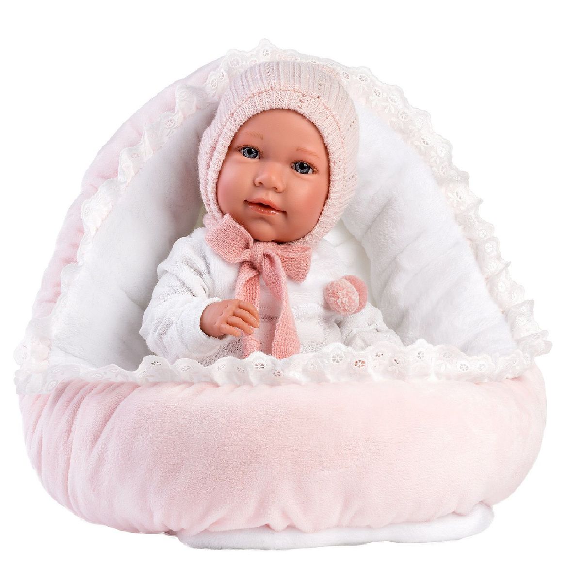 LLORENS - MuÃ±eca Llorens BebÃ© Mimi Llorona 42 cm con Cunita Rosa
