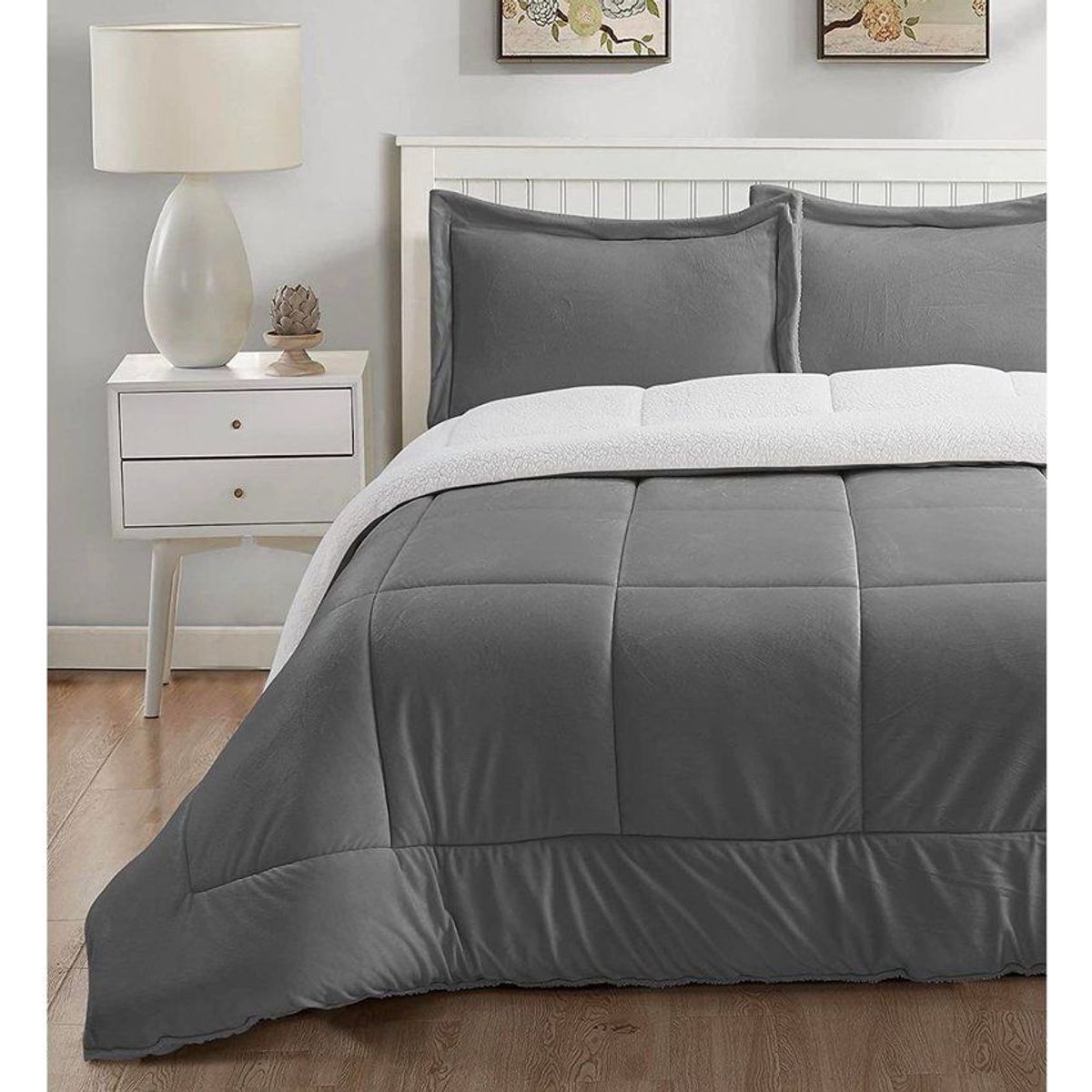 TEFI HOME - Edredón Sherpa Plomo KING