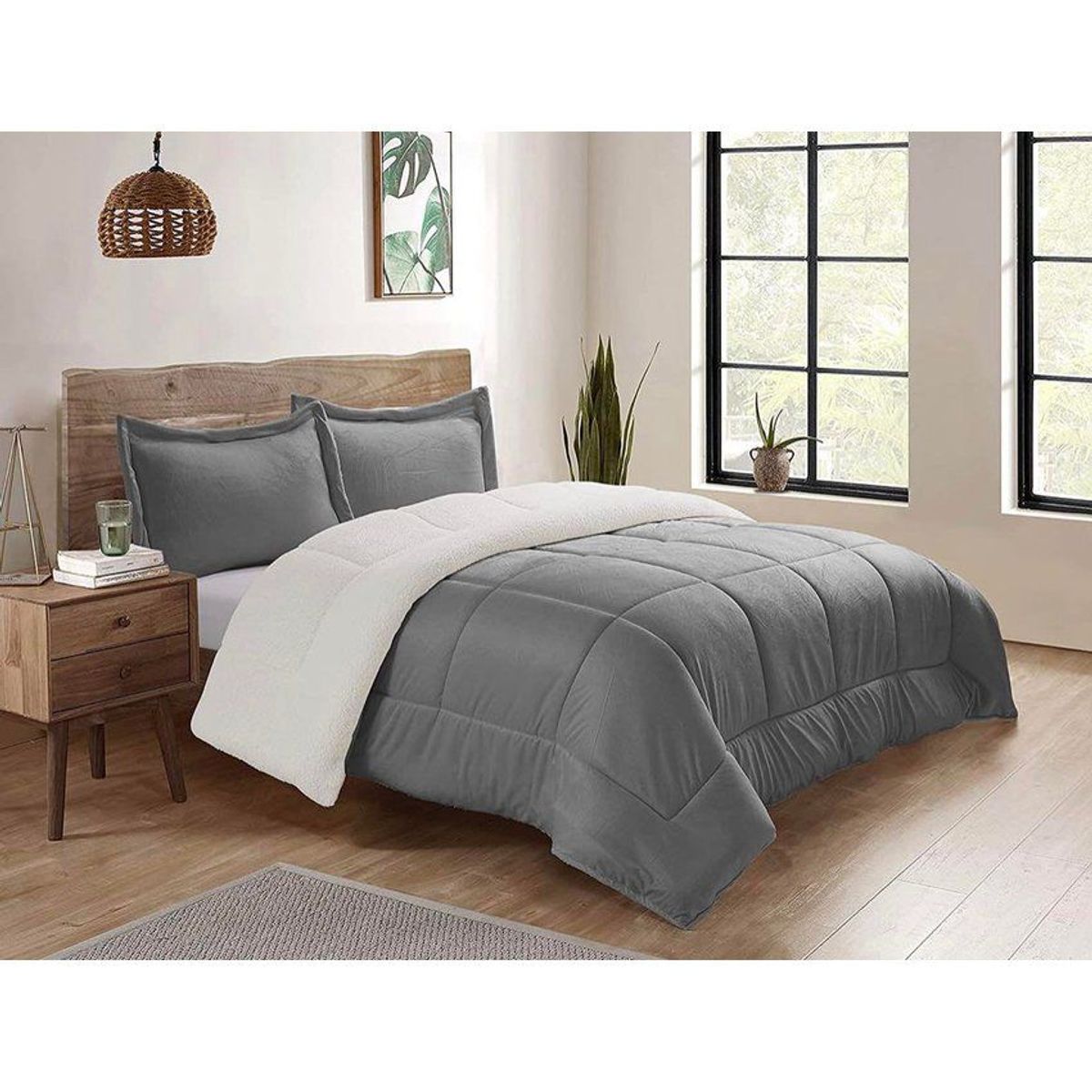 TEFI HOME - Edredón Sherpa Plomo KING