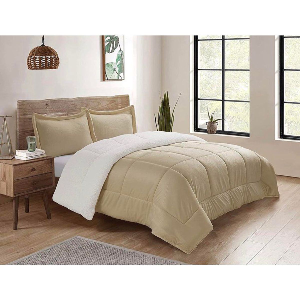TEFI HOME - Edredón Sherpa Beige KING