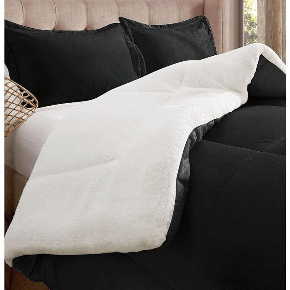 TEFI HOME - Edredón Sherpa Negro KING