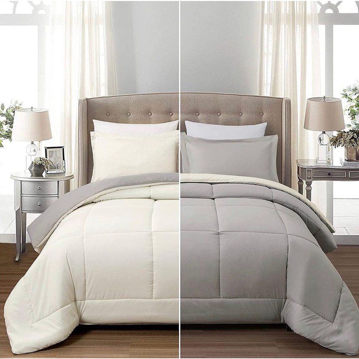 TEFI HOME - Edredón Bicolor GrisVerona QUEEN