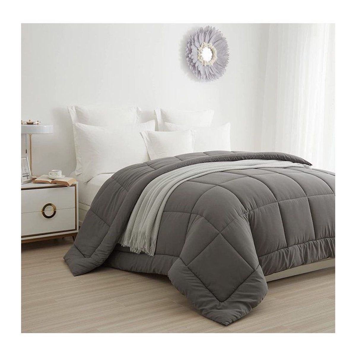 TEFI HOME - Edredón Monocromo Plomo QUEEN