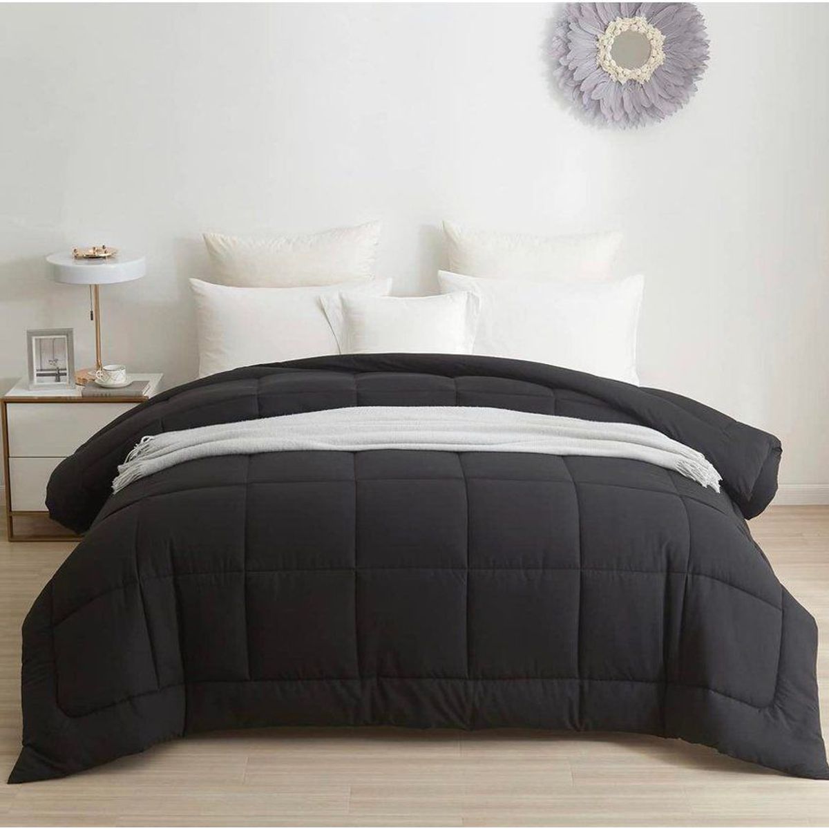 TEFI HOME - Edredón Monocromo Negro KING