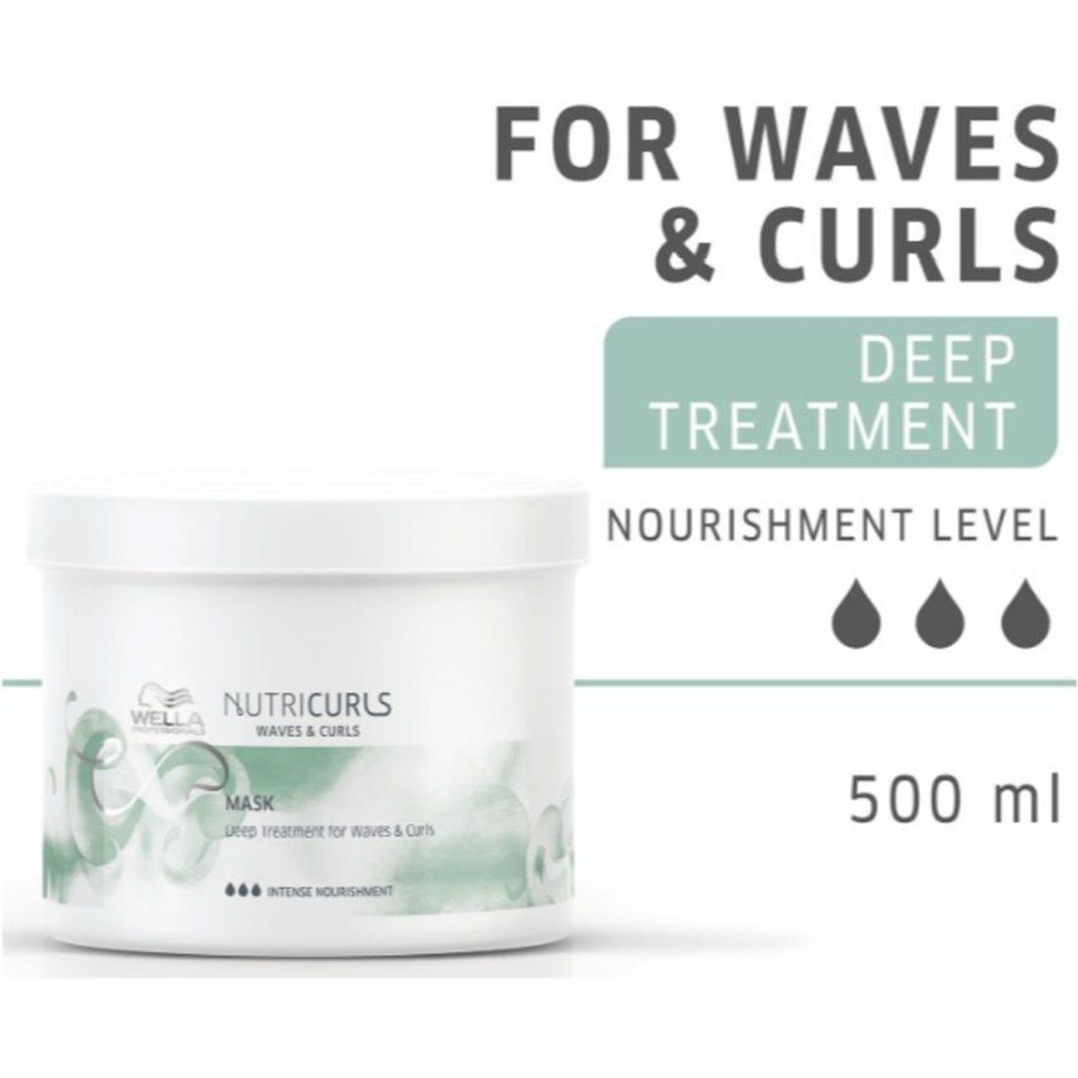 WELLA - Mascarilla 500 ml Waves y Curls para Rizos y Ondas Wella Nutricurls