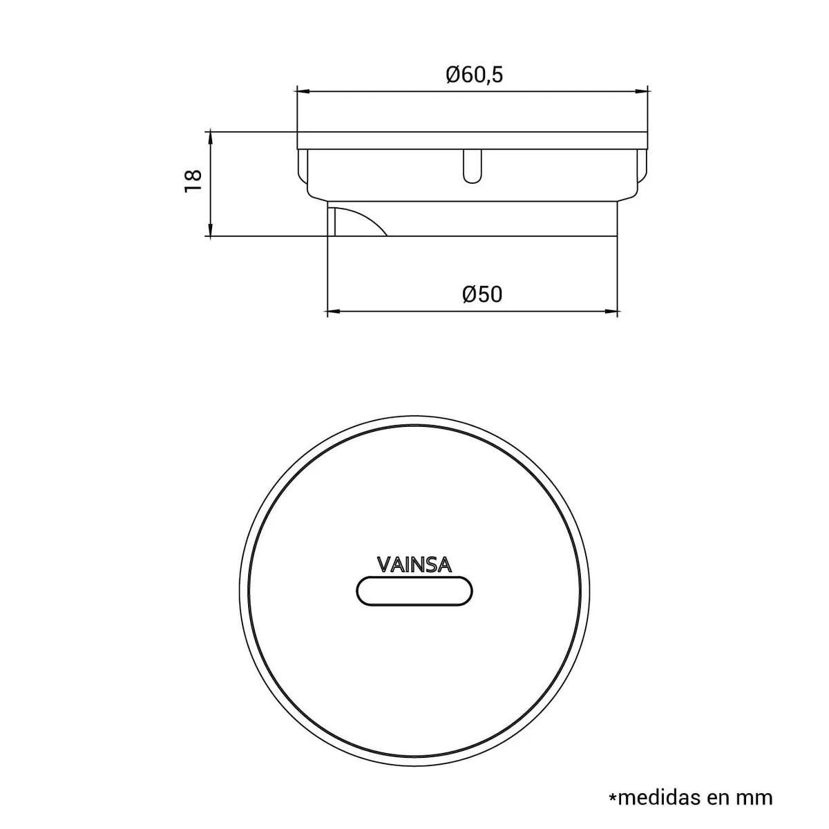 VAINSA - Registro 2 pulgadas o 5 cm redondo acero inox Vainsa