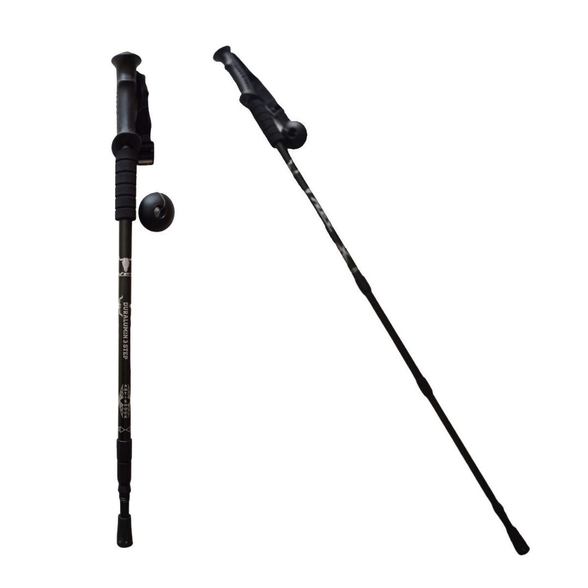 GENERICO - Bastón Trekking Mango Recto Viaje Montañas Con Brújula Negro