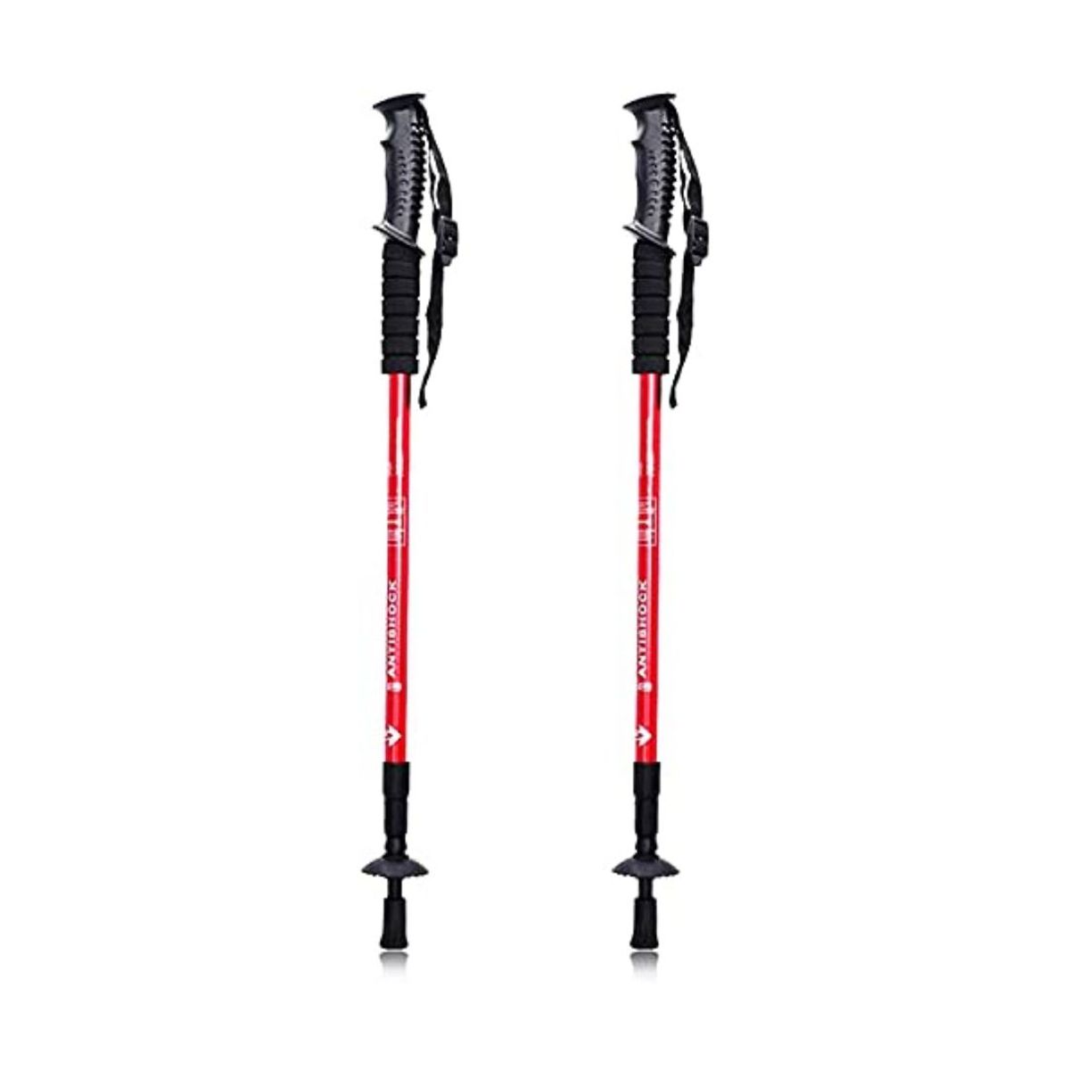 GENERICO - Bastón Trekking Mango Recto Viaje Montañas Con Brújula Rojo