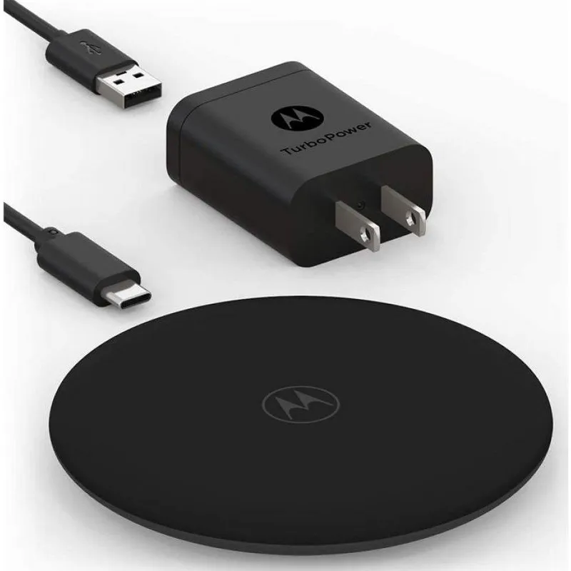 MOTOROLA - Cargador Pad Motorola Inalámbrico 10w - Cable USB-A a USB-C - Negro