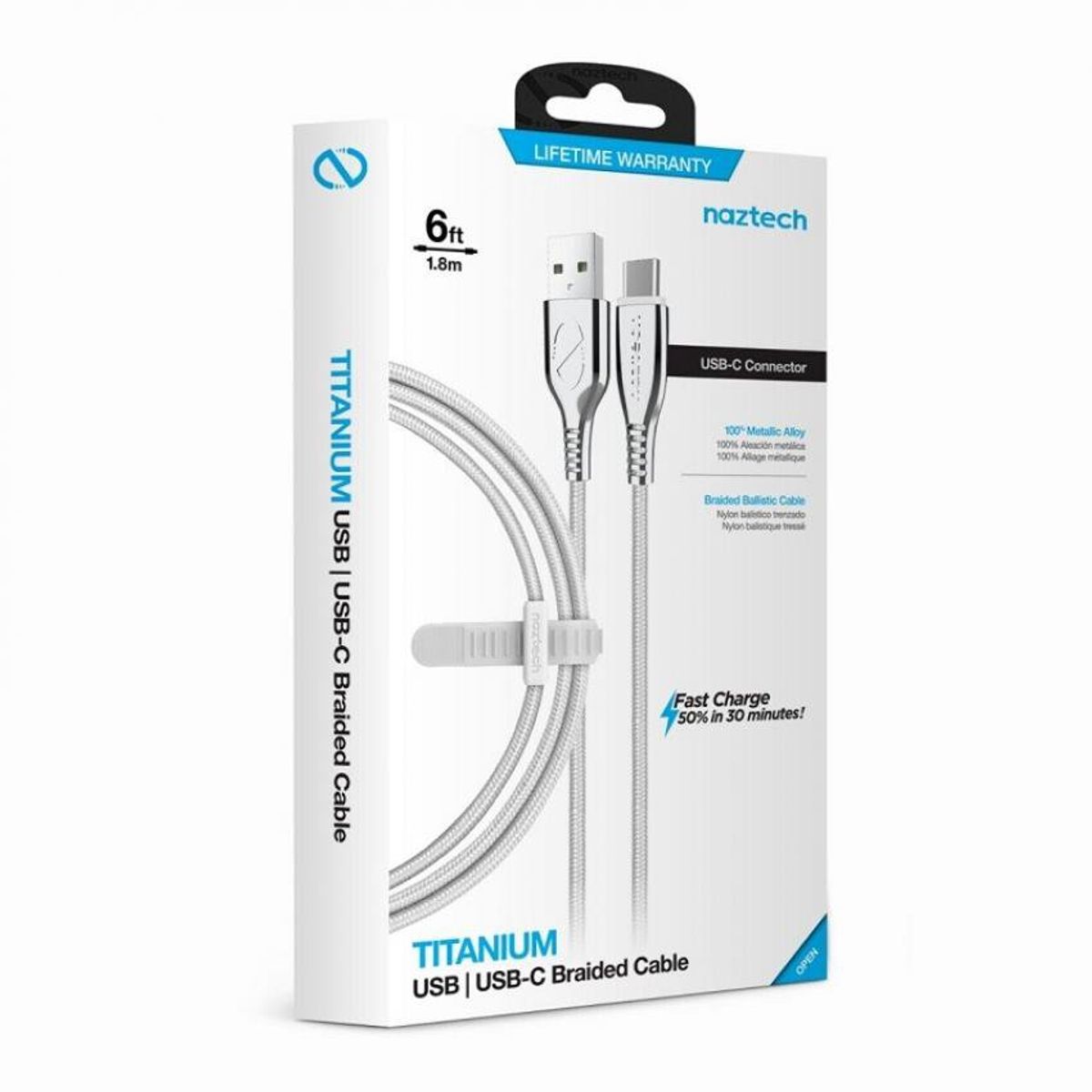 NAZTECH - Cable de titanio - Naztech - usb to usb-c - iPhone - Samsung