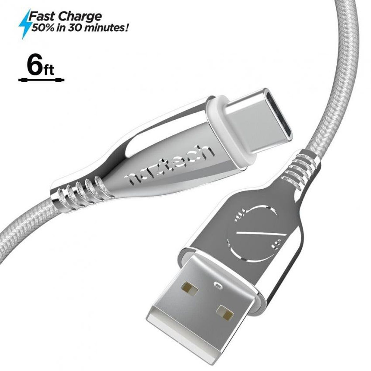 NAZTECH - Cable de titanio - Naztech - usb to usb-c - iPhone - Samsung
