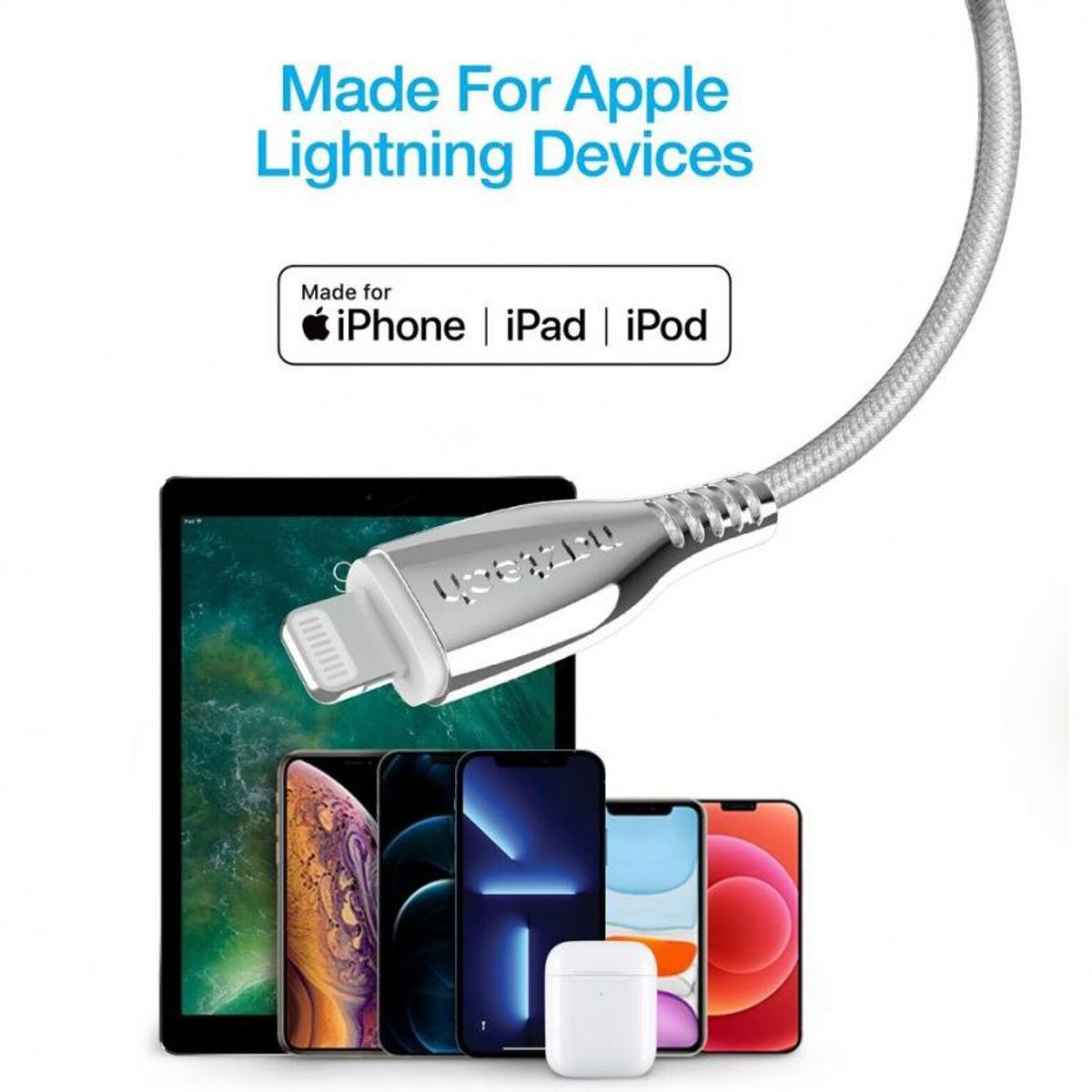 NAZTECH - Cable de titanio - Naztech usb to lightning - iPhone - Silver