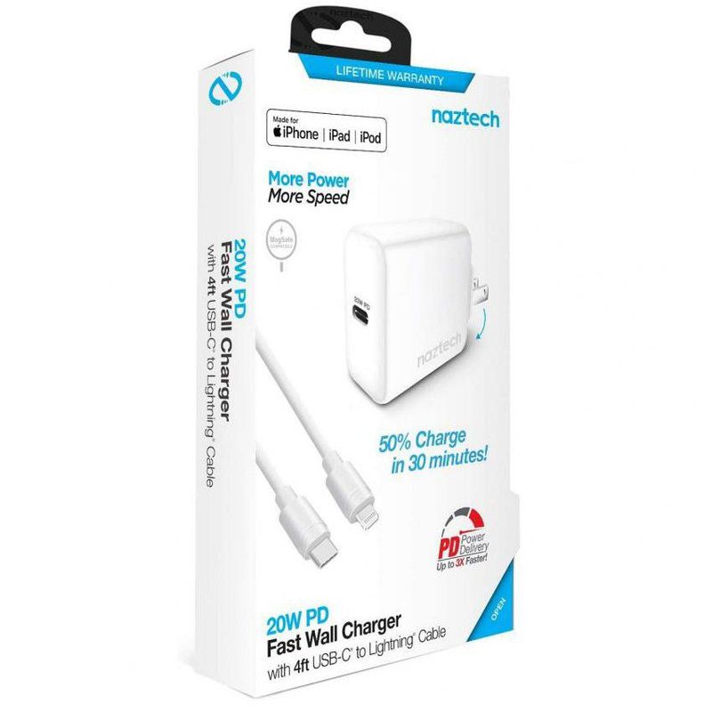 NAZTECH - Cargador naztech usb-c 20w  cable usb-c to lightning iphone 11-12-13
