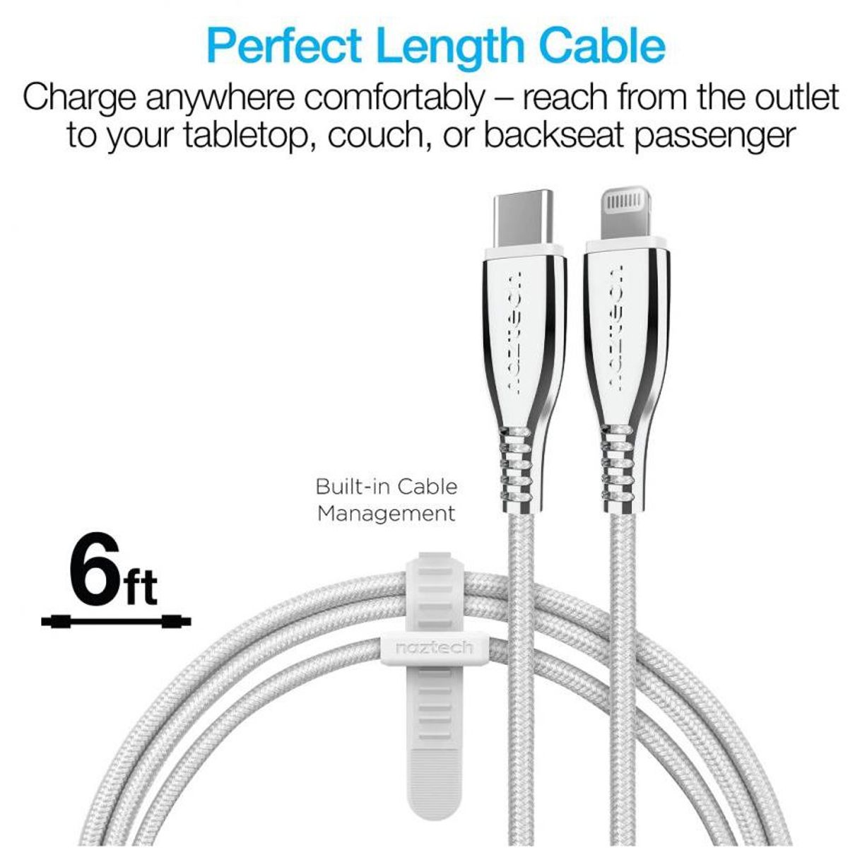 NAZTECH - Cable de titanio - Naztech usb-c to lightning - iPhone - Silver