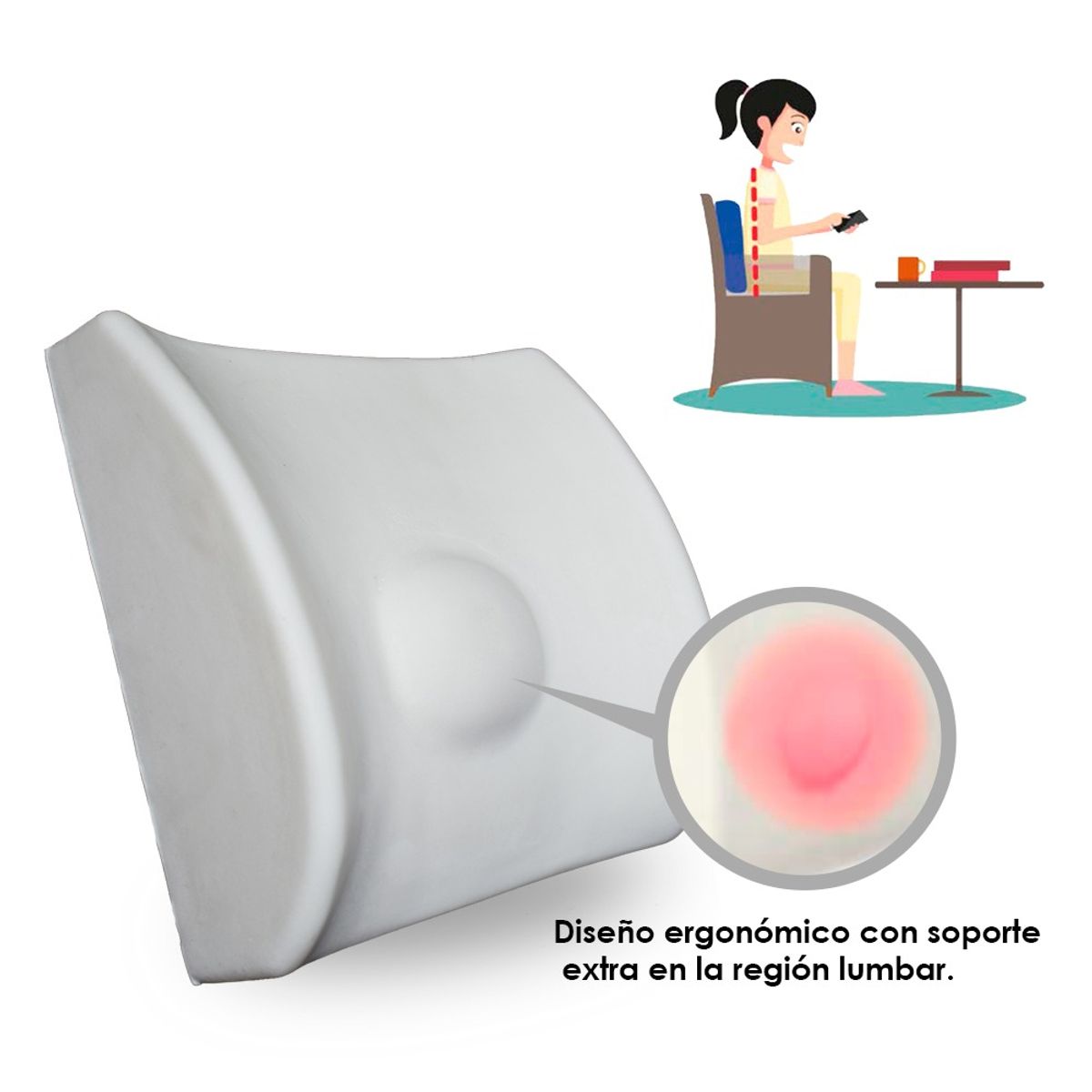 TERAFLEX - COJIN LUMBAR SMART  CORRECTOR DE POSTURA  MEMORY FOAM  35x33x12 CM