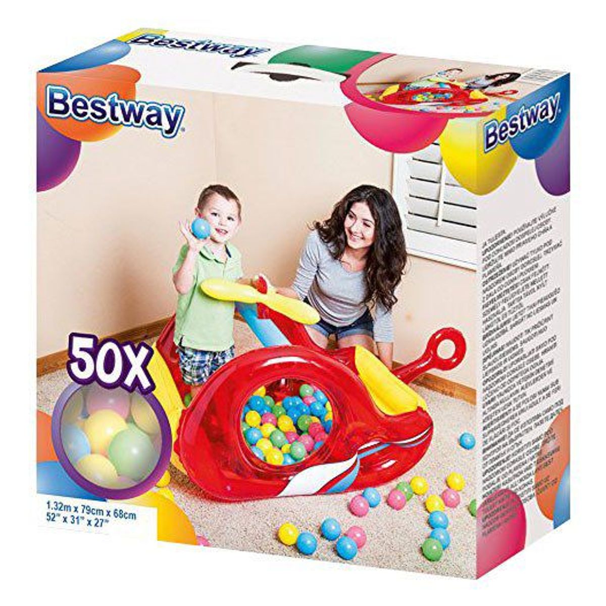 BESTWAY - Bestway - Piscina de Bolas Inflable Helicóptero 132x79x68 cm
