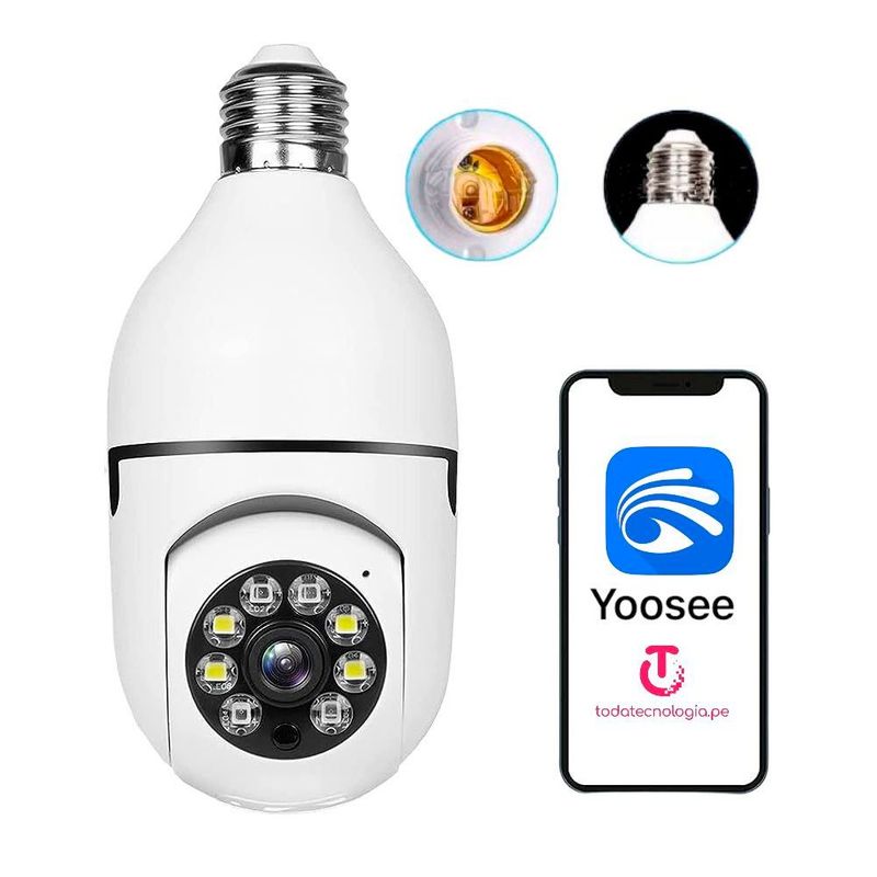 SEISA - Camara De Seguridad con Forma de Foco Inteligente Con Vision Nocturna