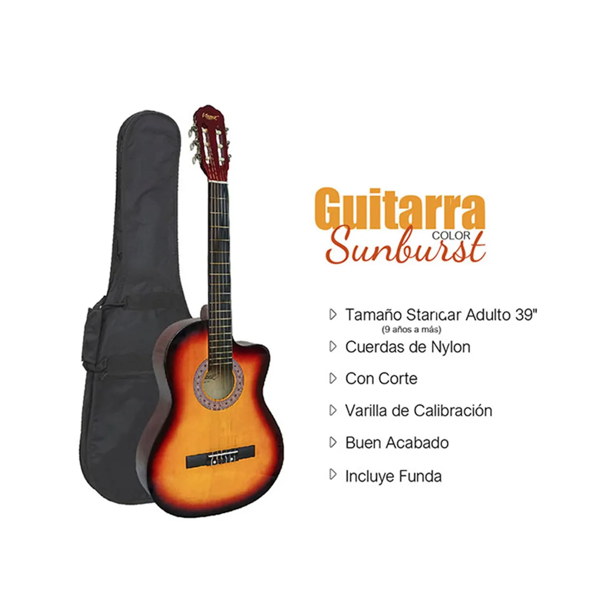 VOZZEX - VOZZEX GUITARRA ACUSTICA NYLON SUNBURST
