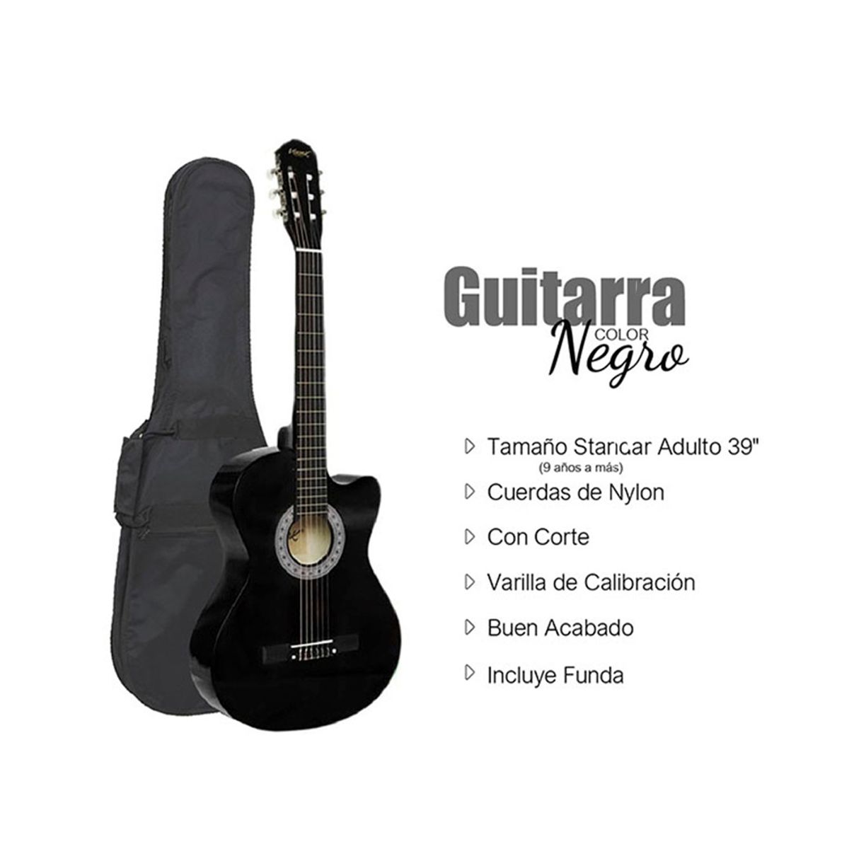 VOZZEX - VOZZEX GUITARRA ACUSTICA NYLON NEGRO