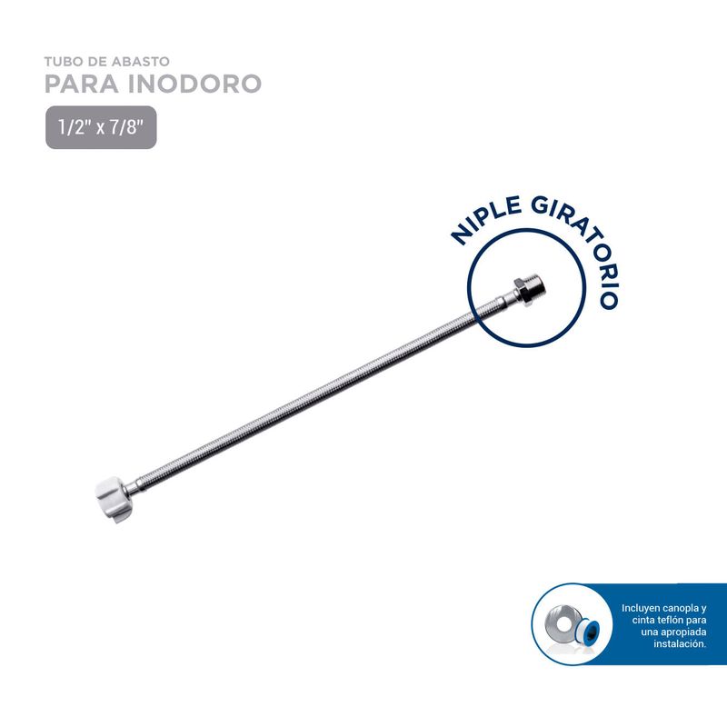 VAINSA - Tubo de abasto para inodoro acero inoxidable niple giratorio 40 cm Vainsa