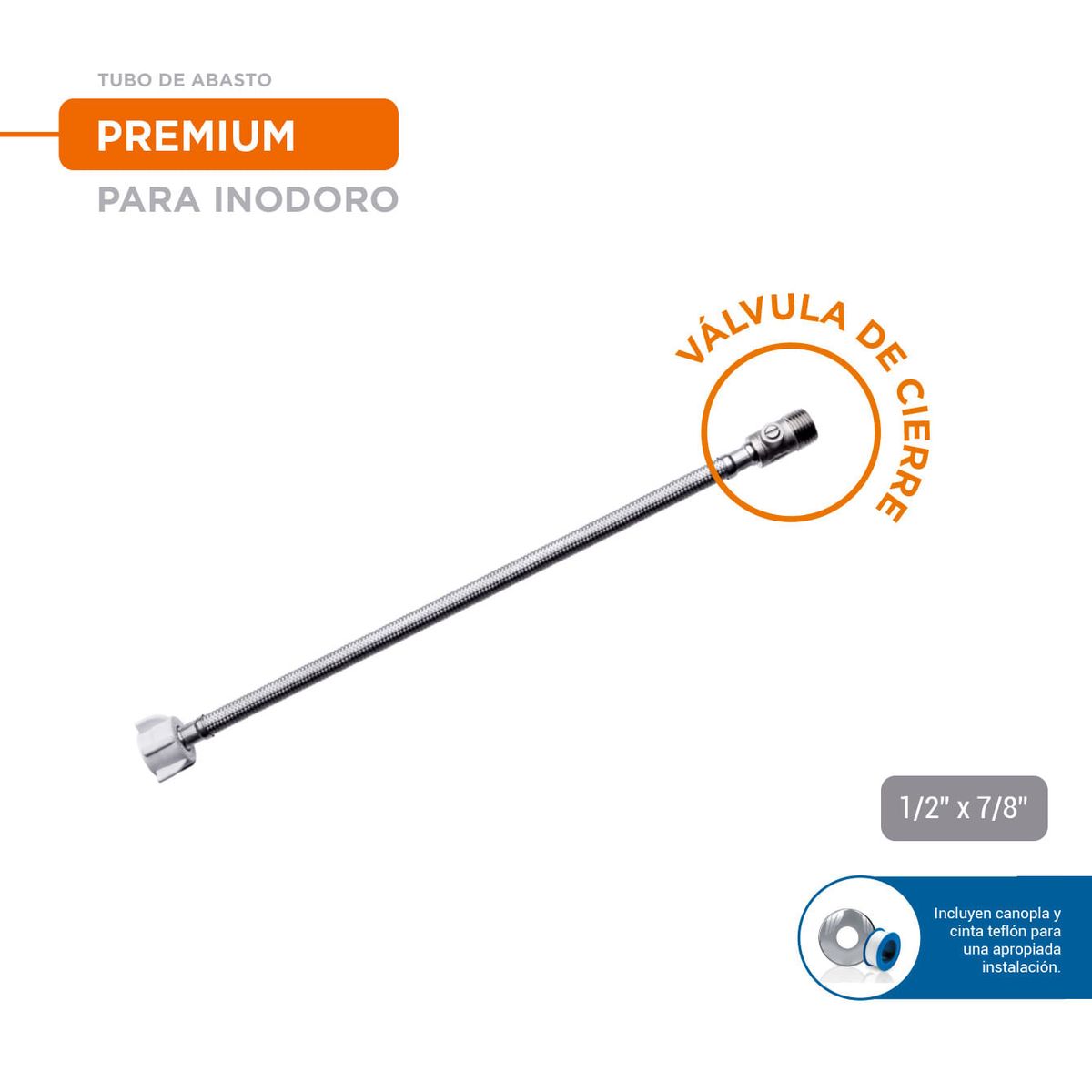 VAINSA - Tubo de abasto para inodoro válvula de cierre de acero inoxidable 40 cm Vainsa