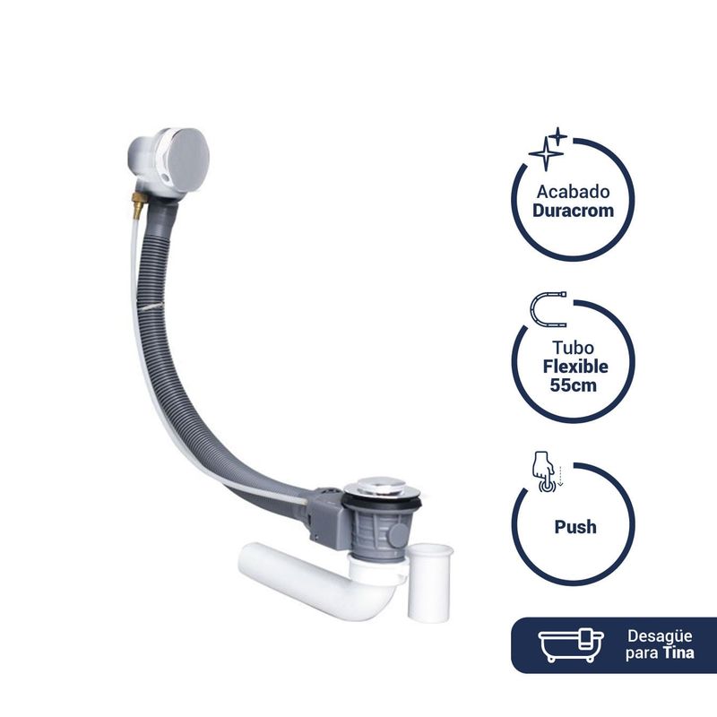 VAINSA - Desagüe Automático de 55 cm para Tina, Vainsa