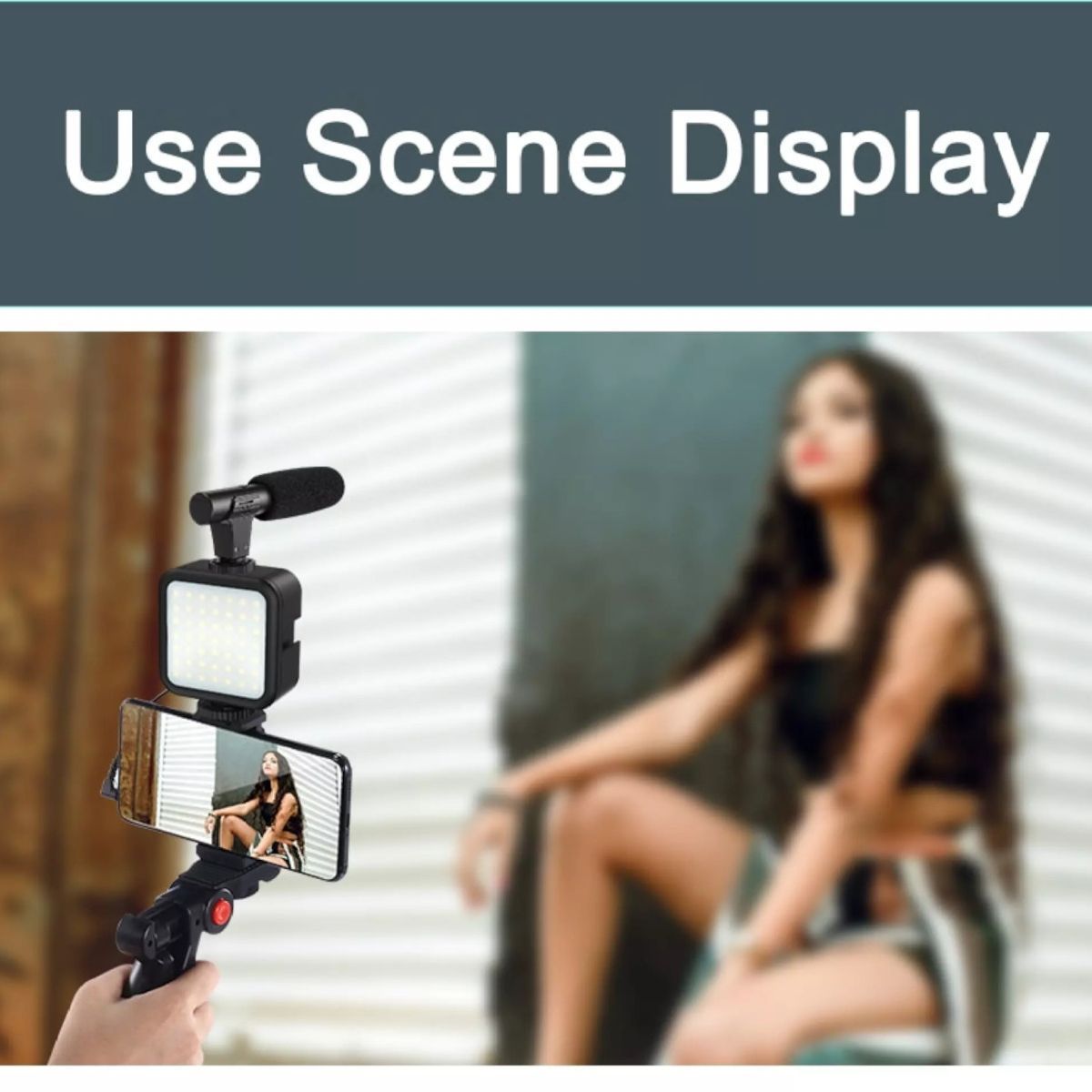 UNIVERSAL - Kit Creacion de Video Blog Celular Luz Led Tripode Microfono