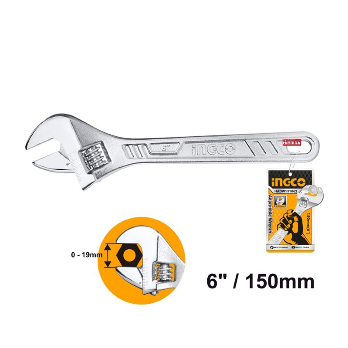 INGCO TOOLS - LLAVE FRANCESA AJUSTABLE 6 CROMADA 15CM INGCO - HADW131062