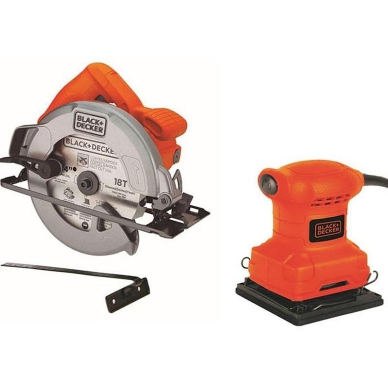 BLACK+DECKER - Sierra Circular 7 1/4" 1400 W  + Lijadora 1/4 Pliego 200 W CS1004-K1.
