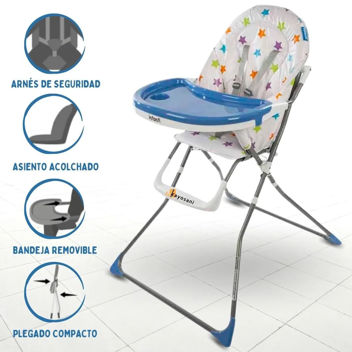 INFANTI - Silla De Comer Para Bebé «NEW CANDY» Blue