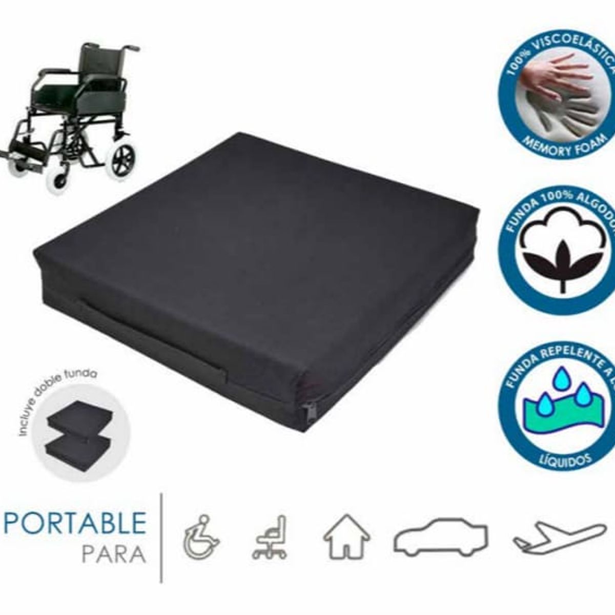 TERAFLEX - COJIN ANTIESCARAS - COXIS P SILLA DE RUEDAS - DOS FUNDAS ANTIFLUIDOS