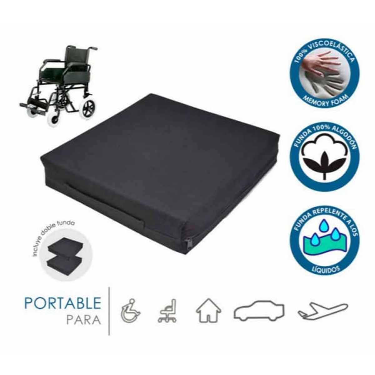 TERAFLEX - COJIN ANTIESCARAS - COXIS P SILLA DE RUEDAS - DOS FUNDAS ANTIFLUIDOS