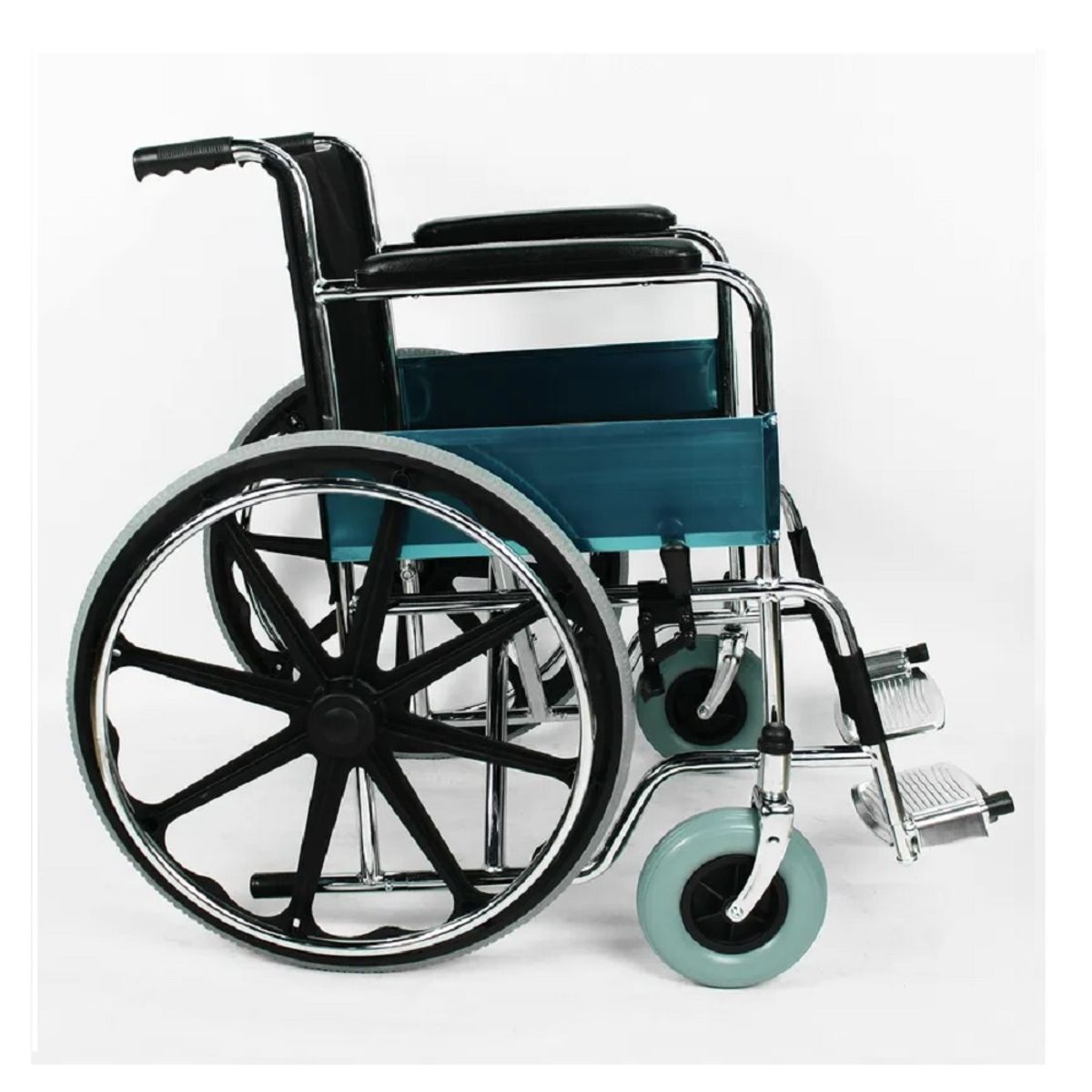 GENERICO - SILLA DE RUEDAS CROMADA STANDAR LLANTAS TODO TERRENO