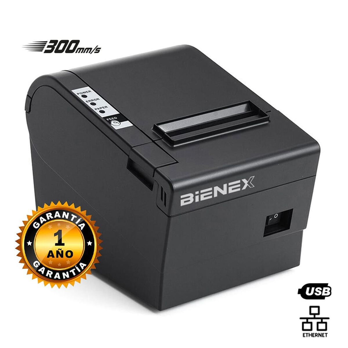 BIENEX - Impresora ticketera termica USB Ethernet LAN + 20 Papel Termico 80mm.