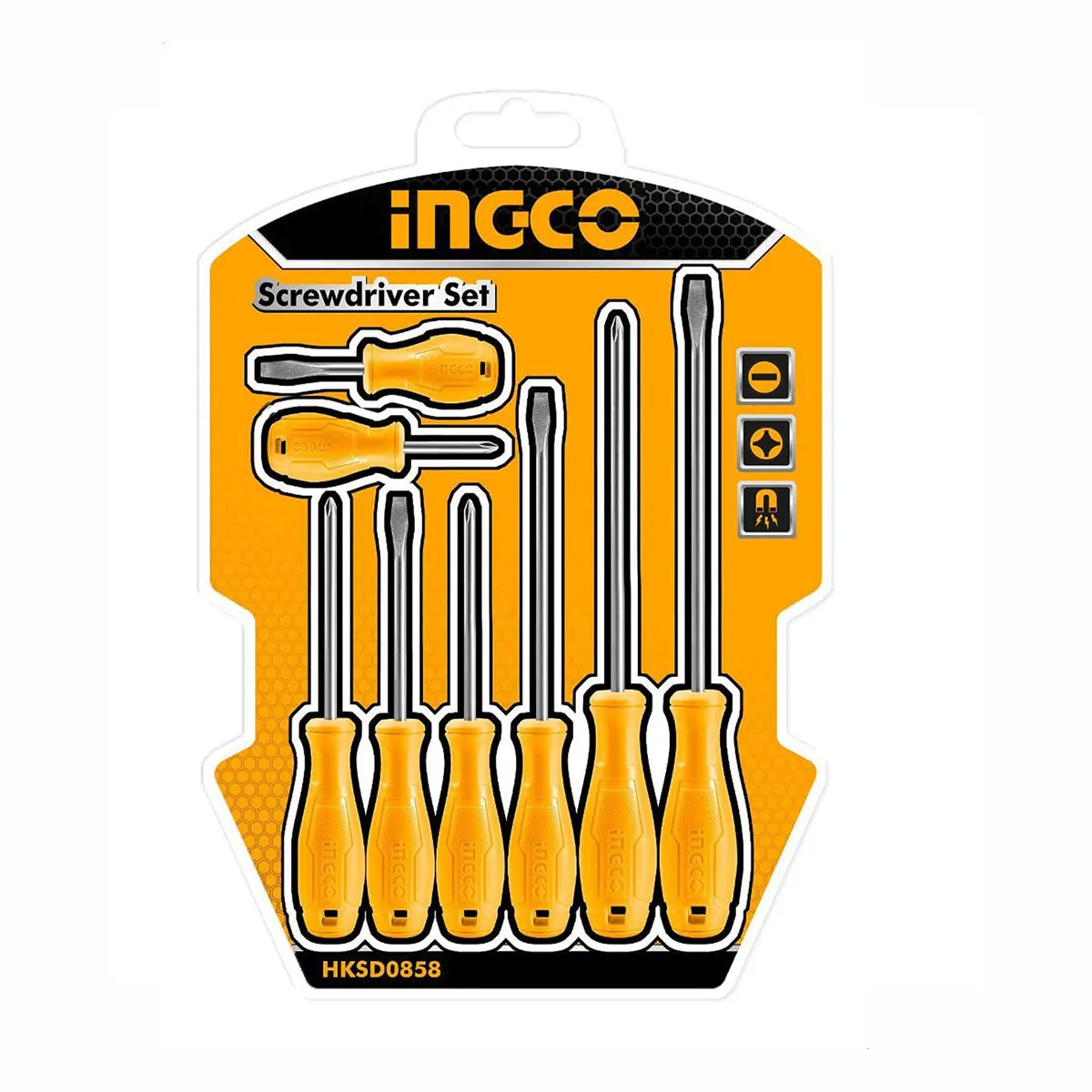 INGCO TOOLS - JUEGO DE DESTORNILLADORES 8PZS AMARILLO PROFESIONAL INGCO - HKSD0858