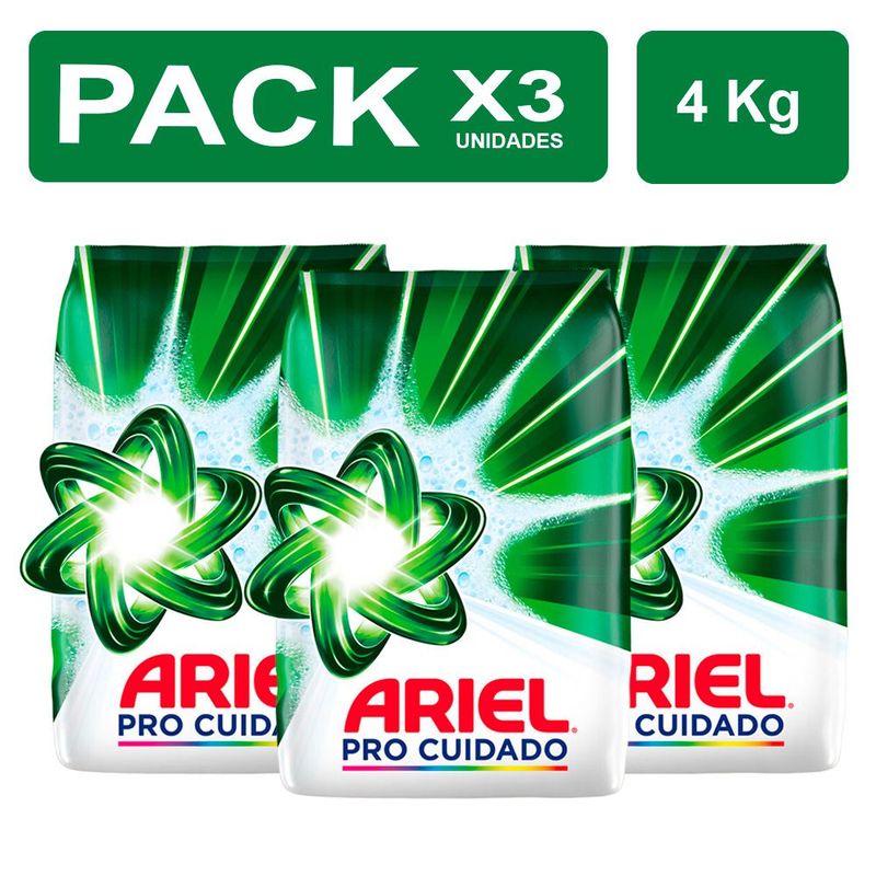 ARIEL - PackX3 Detergente en Polvo Ariel Regular 4kg