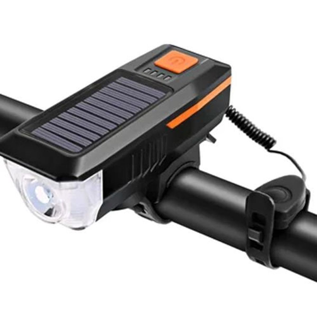 GENERICO - Luces Led Bicicleta Scooter Delantera con Timbre  Solar Recargable - Naranja