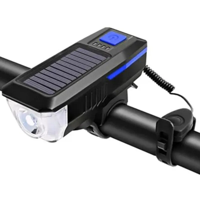 GENERICO - Luces Led Bicicleta Scooter Delantera con Timbre  Solar Recargable - Azul