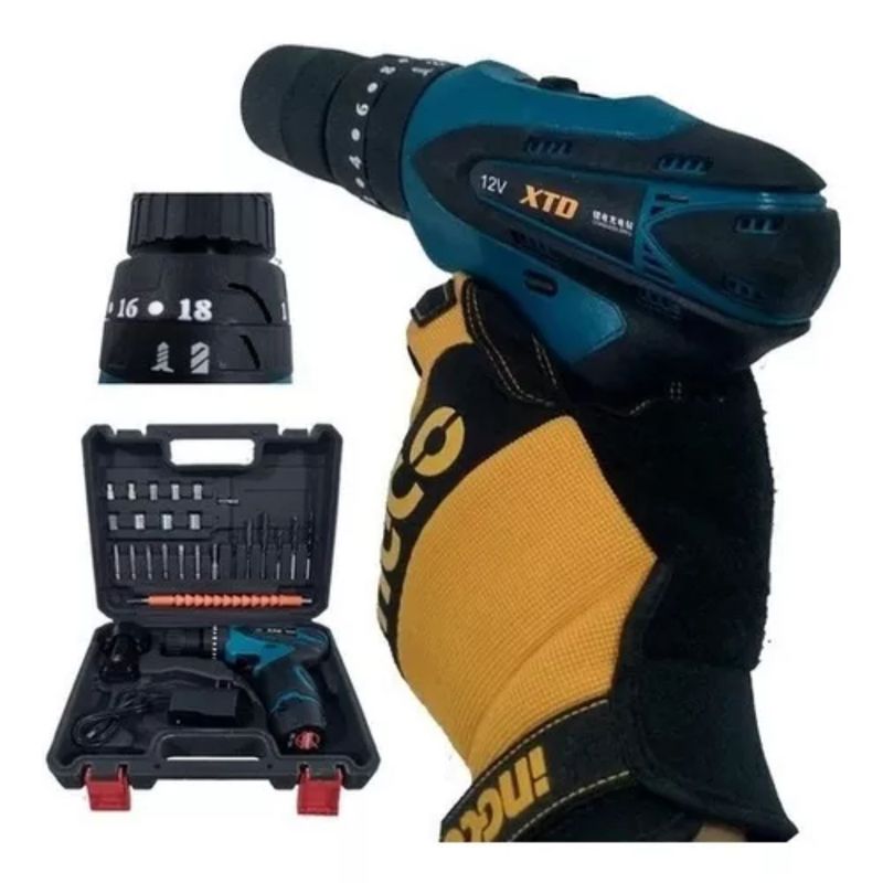 XTD - Taladro Inalambrico Atornillador 12V XTD Incluye 2 Baterias y Maletin