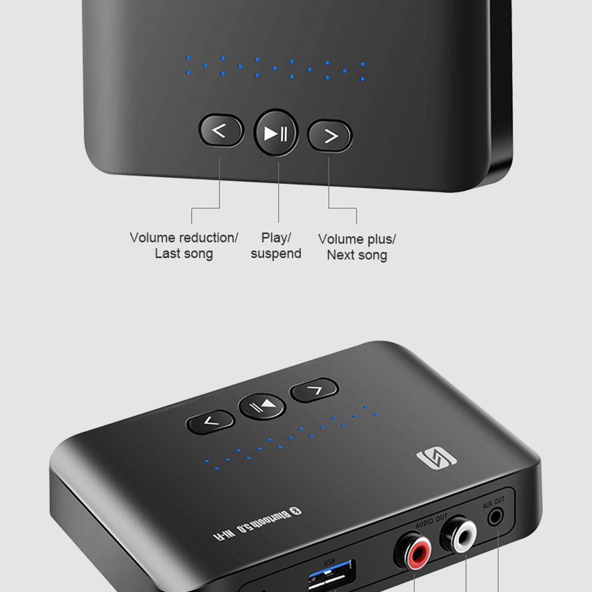 VIKINGO - Receptor Bluetooth 5,0  conector AUX, Audio de música estéreo