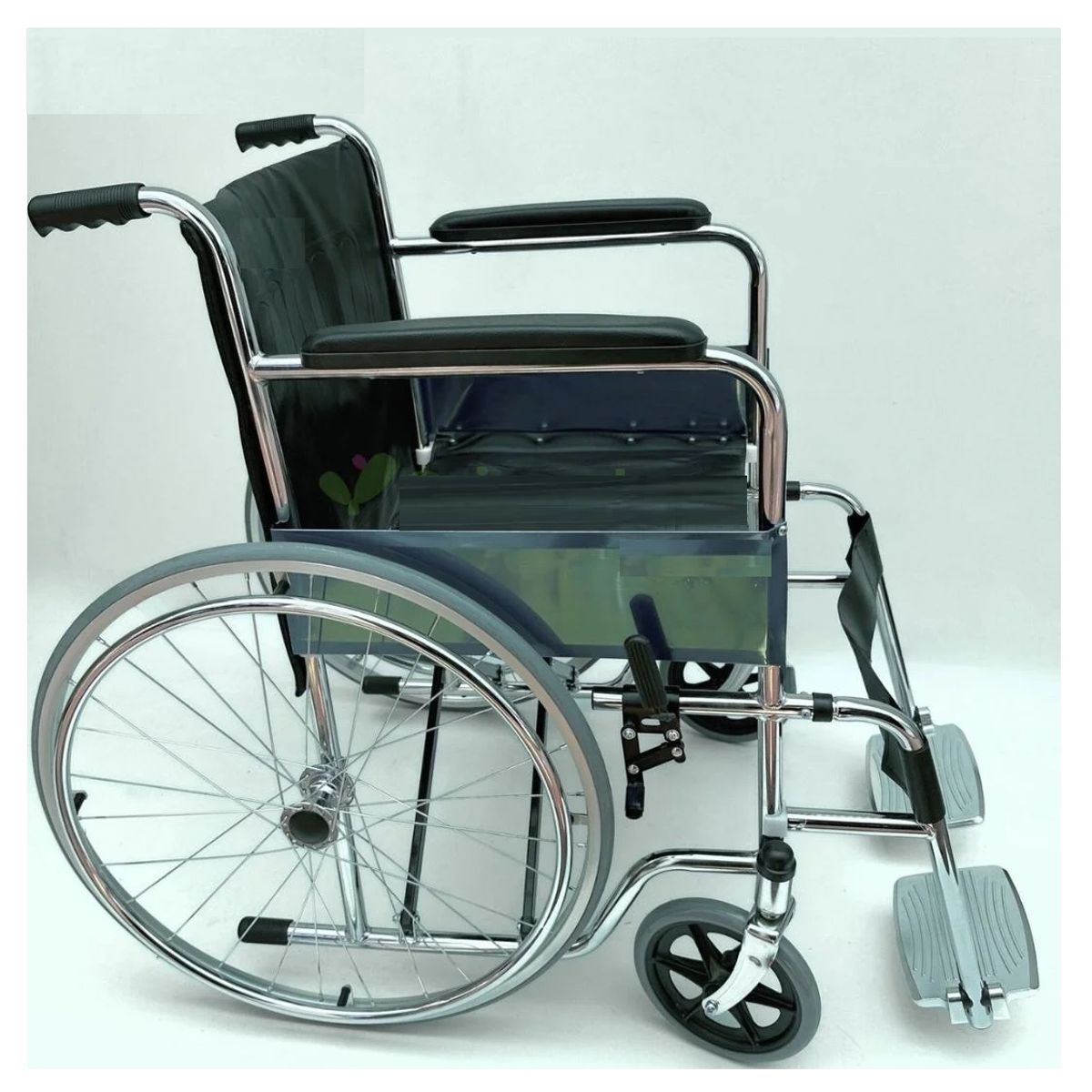 GENERICO - SILLA DE RUEDAS CROMADA STANDAR AROS DE RAYO DELUXE