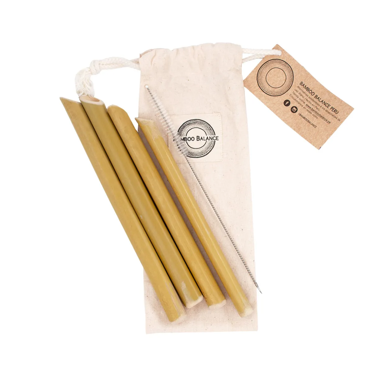BAMBOO BALANCE - Set de Sorbetes Reutilizables de Bambú Bamboo Balance