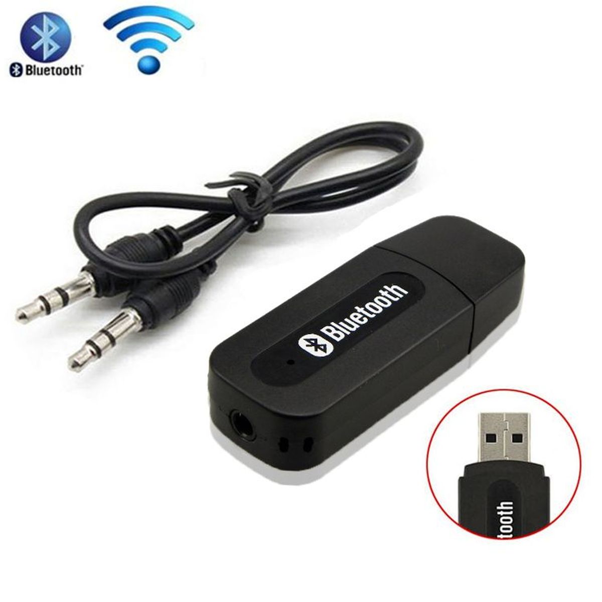 GENERICO - Receptor Bluetooth Auxiliar Usb Negro - Para Todo Equipo