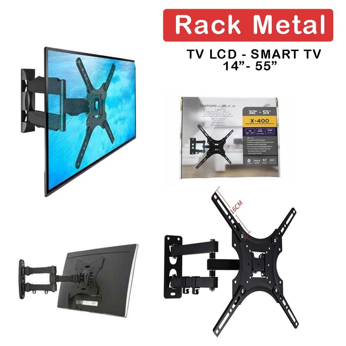 SEISA - Rack para TV Soporte Móvil Plegable para LCD LED SMART 32 55 Pulgadas X-400